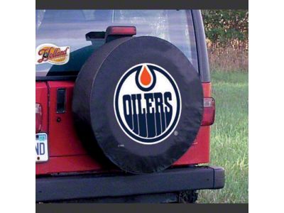 Edmonton Oilers Spare Tire Cover with Camera Port; Black (21-25 Bronco)