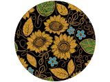 Faux Embroidered Sunflower Spare Tire Cover with Camera Cutout; Black (21-26 Bronco)