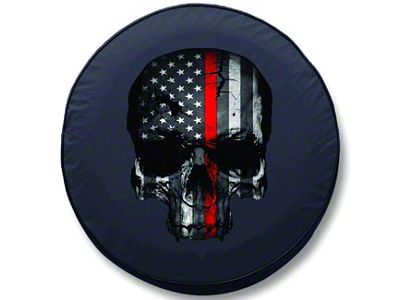 Firefighters Thin Red Line Skull Spare Tire Cover with Camera Port (21-25 Bronco)