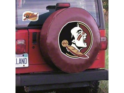 Florida State University Head Spare Tire Cover with Camera Port; Burgundy (21-25 Bronco)
