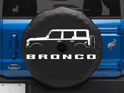 Ford Bronco Silhouette Spare Tire Cover with Camera Cutout; Black (21-25 Bronco)