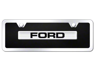 Ford Mini License Plate; Chrome on Black Acrylic (Universal; Some Adaptation May Be Required)