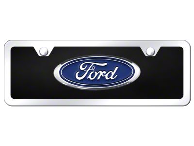Ford Mini License Plate; Chrome on Black Acrylic (Universal; Some Adaptation May Be Required)