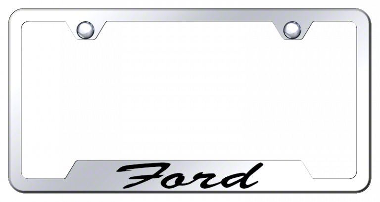 Bronco Ford Script Laser Etched Cut-Out License Plate Frame; Mirrored ...