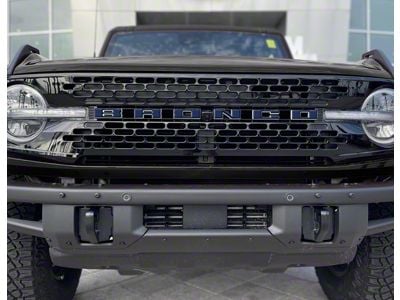 Front Grille Letter Overlays; Antimatter Blue (21-25 Bronco, Excluding Raptor)