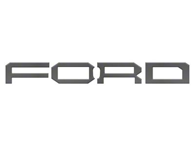 Front Grille Letter Overlays; Carbonized Gray (22-25 Bronco Raptor)