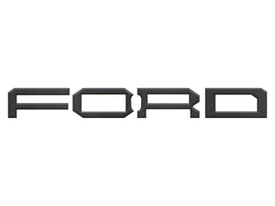 Front Grille Letter Overlays; Domed Carbon Fiber (22-25 Bronco Raptor)