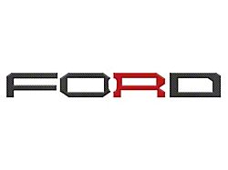 Front Grille Letter Overlays; Domed Carbon Fiber with Code Orange R (22-25 Bronco Raptor)