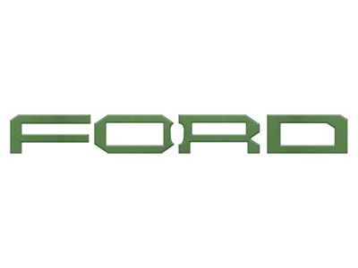 Front Grille Letter Overlays; Eruption Green (22-25 Bronco Raptor)