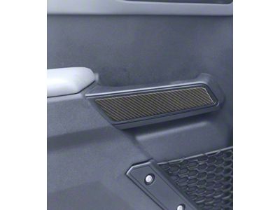 Front Side Door Pull Handle Overlays; Domed Carbon Fiber (21-25 Bronco)