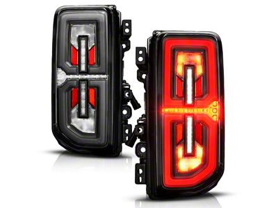 Full LED Sequential Tail Lights with Initiation Feature; Black Housing; Clear Lens (21-26 Bronco, Excluding Raptor)