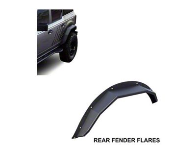 Heavy Duty Fender Flares; Rear; Textured Black (21-25 Bronco 4-Door, Excluding Raptor)
