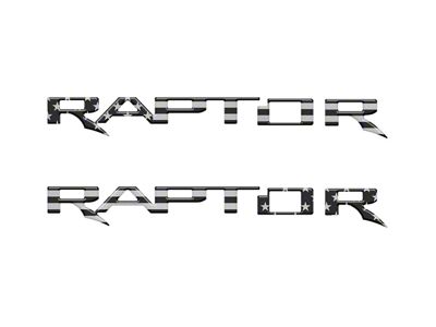 Hood Cowl Letter Inserts; Black and Metallic Silver American Flag (22-25 Bronco Raptor)