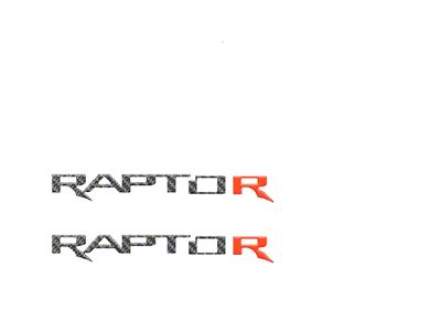 Hood Cowl Letter Inserts; Domed Carbon Fiber with Red R (22-25 Bronco Raptor)