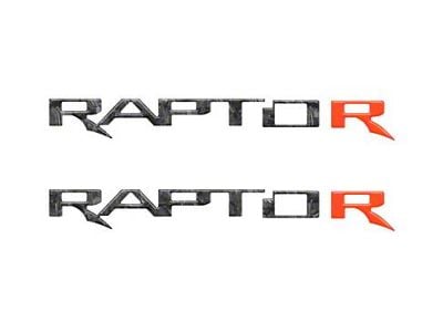 Hood Cowl Letter Inserts; Forged Carbon Fiber with Code Orange R (22-25 Bronco Raptor)