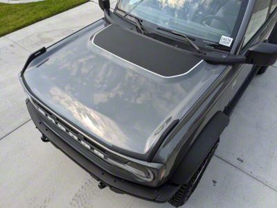 Hood Decal with Outline; Matte Black and White (21-25 Bronco, Excluding Raptor)