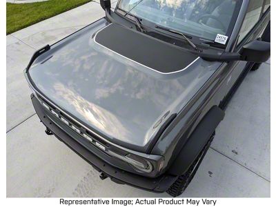 Hood Decal with Outline; Satin Black and Matte Orange (21-25 Bronco, Excluding Raptor)