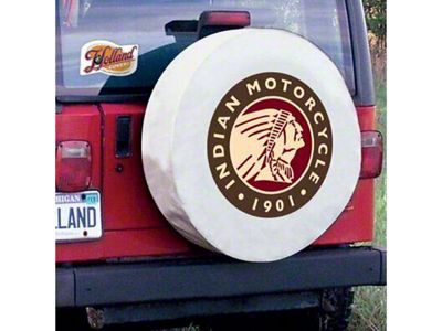 Indian Motorcycle Spare Tire Cover with Camera Port; White (21-25 Bronco)