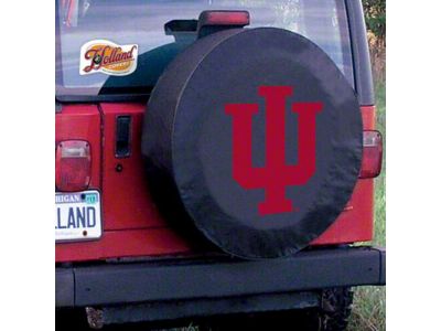 Indiana University Spare Tire Cover with Camera Port; Black (21-25 Bronco)