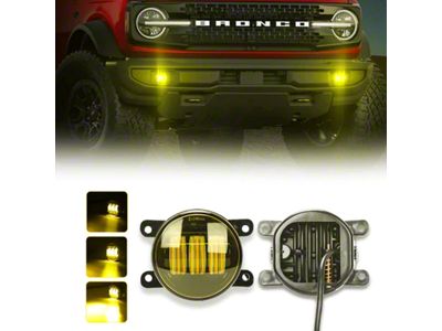 LED Fog Lights; Amber (21-25 Bronco w/ Plastic Front Bumper)