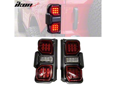 LED Tail Lights; Black Housing; Red Lens (21-25 Bronco, Excluding Base)