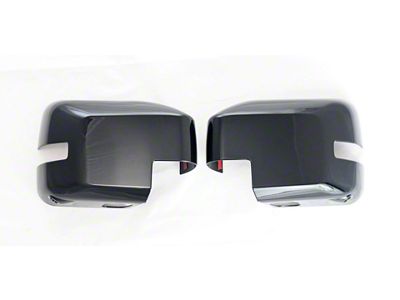 Chrome Delete Mirror Covers with Turn Signal Openings; Gloss Black (21-25 Bronco)