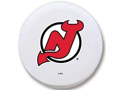 New Jersey Devils Spare Tire Cover with Camera Port; White (21-25 Bronco)