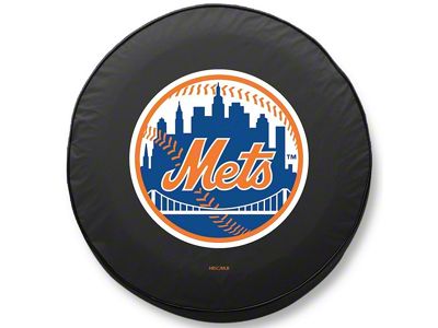 New York Mets Spare Tire Cover with Camera Port; Black (21-25 Bronco)