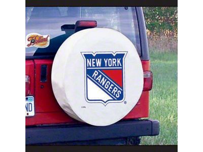 New York Rangers Spare Tire Cover with Camera Port; White (21-25 Bronco)