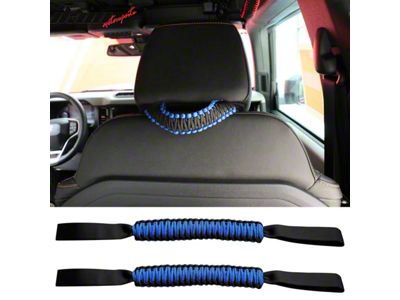 Nylon Paracord Headrest Grab Handles; Blue (21-25 Bronco)