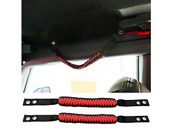 Nylon Paracord Roll Bar Grab Handles; Red (21-25 Bronco)
