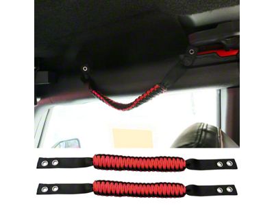 Nylon Paracord Roll Bar Grab Handles; Red (21-25 Bronco)