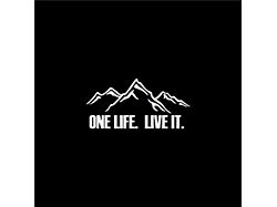 One Life Live It Mountains Spare Tire Cover with Camera Port; Black (21-26 Bronco)