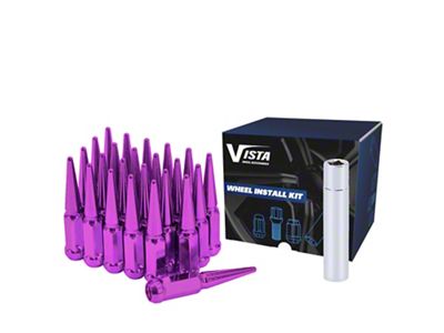 Purple Spike Lug Nuts for Aftermarket Wheels; M12x1.5; Set of 24 (21-25 Bronco, Excluding Raptor)