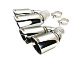 Netami Exhaust Quad Staggered Slant Cut Exhaust Tips; 4-Inch; Chrome Polished (Fits 3-Inch Tailpipe)