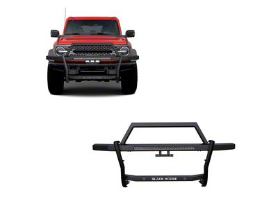 Rambler Grille Guard with 30-Inch LED Light Bar; Matte Black (21-25 Bronco)