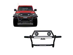 Rambler Grille Guard with 5.30-Inch Black Round Flood LED Lights; Matte Black (21-25 Bronco)