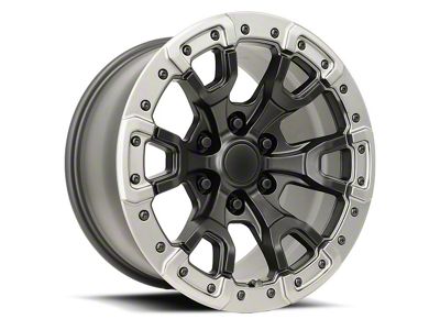 Raptor Replica Satin Black with Gray Ring 6-Lug Wheel; 17x9; 18mm Offset (22-25 Bronco Raptor)