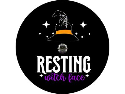 Resting Witch Face Spare Tire Cover with Camera Cutout; Black (21-25 Bronco)