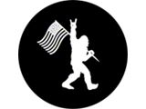 Rock-On Bigfoot with American Flag Spare Tire Cover with Camera Cutout; Black (21-25 Bronco)