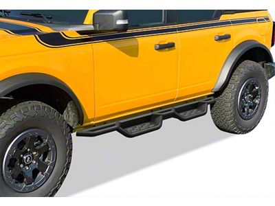 Round Tube Drop Style Nerf Side Step Bars; Black (21-25 Bronco 4-Door)