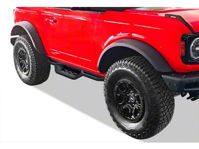 Round Tube Drop Style Nerf Side Step Bars; Black (21-25 Bronco 4-Door)