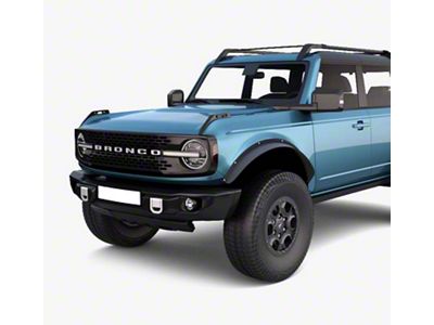 Sheet Metal Plate Style Fender Flares; Front; Textured Black (21-25 Bronco, Excluding Raptor)