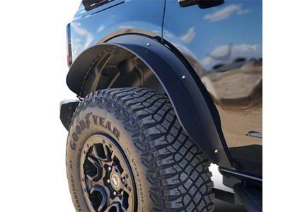 Sheet Metal Plate Style Fender Flares; Rear; Textured Black (21-25 Bronco 4-Door, Excluding Raptor)