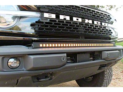 Single 40-Inch Amber LED Light Bar with Bumper Mounting Brackets (21-25 Bronco w/ Capable Steel Front Bumper)