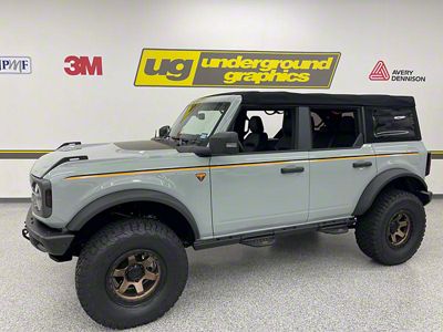 Spear Stripe Kit; Matte Black and Orange (21-25 Bronco 4-Door)