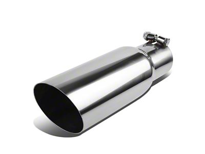 Angled Cut Round Exhaust Tip; 3.50-Inch; Polished (Fits 2.50-Inch Tailpipe)