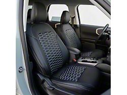 Kustom Interior Premium Artificial Leather Front and Rear Seat Covers; All Black with White Double Hex Stitch Accent Insert (21-25 Bronco Sport w/ Cloth Seats)