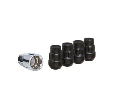 Black Acorn Wheel Locks; M12x1.5; Set of 4 (21-25 Bronco Sport)