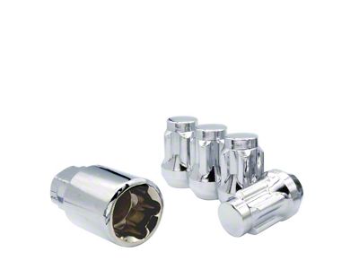 Chrome Bulge Acorn Lock Set for Aftermarket Wheels; M12x1.5; Set of 4 (19-26 Bronco Sport)